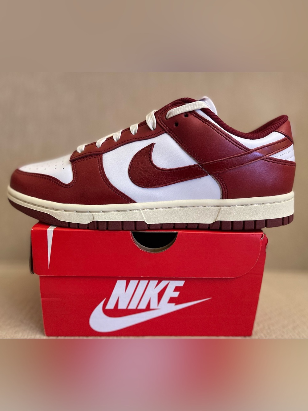Size 10w/8.5m - W Nike Dunk Low Premium Vintage Team Red Coconut FJ4555-100 New